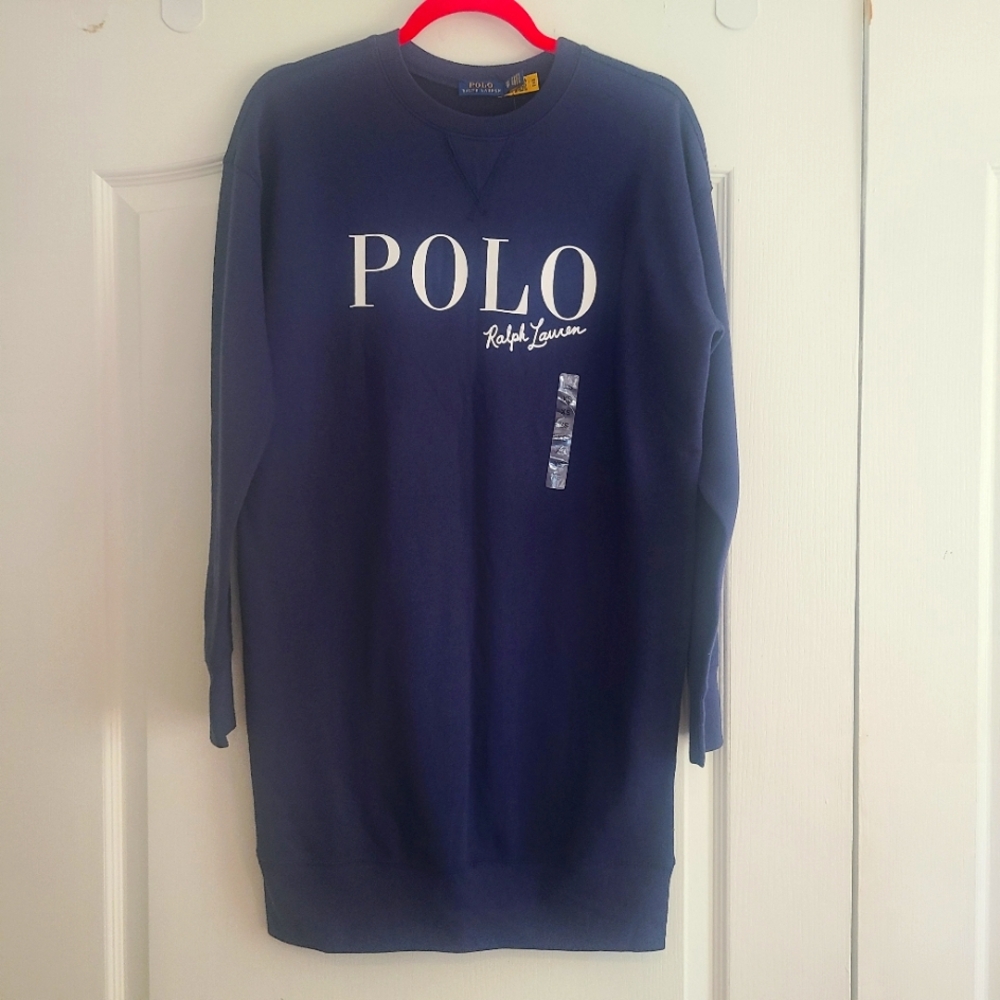 NWT Womens Ralph Lauren Polo Size XS Navy Blue Dress Sweatshirt